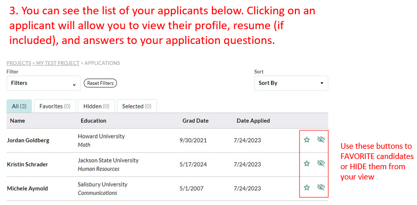 Selecting Applicant Tutorial Screenshot #3